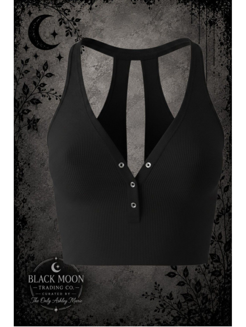 22. Black Ribbed Lace Up Halter Tank Top Size S